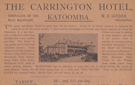 Advertisement for the Carrington Hotel, 1898. NRS 16407/1/1[11]
