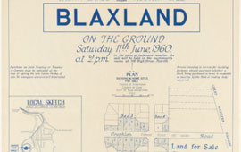 Land for sale at Blaxland, 1960. NRS 9149 [10/217] Poster in volume